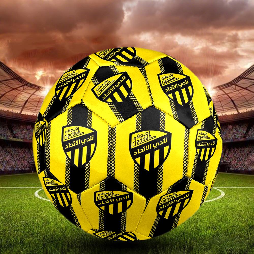 Al-Ittihad Club Indoor Soccer Ball Size 5 Colorful All Ages Machine Stitched PVC Competition Ready Durable High-Bounce