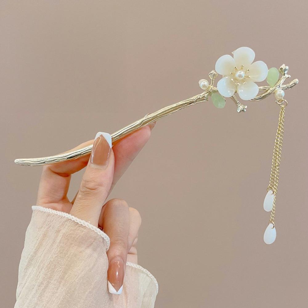 Elegante Haarspange im chinesischen Stil, Quaste, Haarstab, traditionelles Blumendesign, Frisurenaccessoire, Frauenschmuck, Haarnadel, Haarnadel