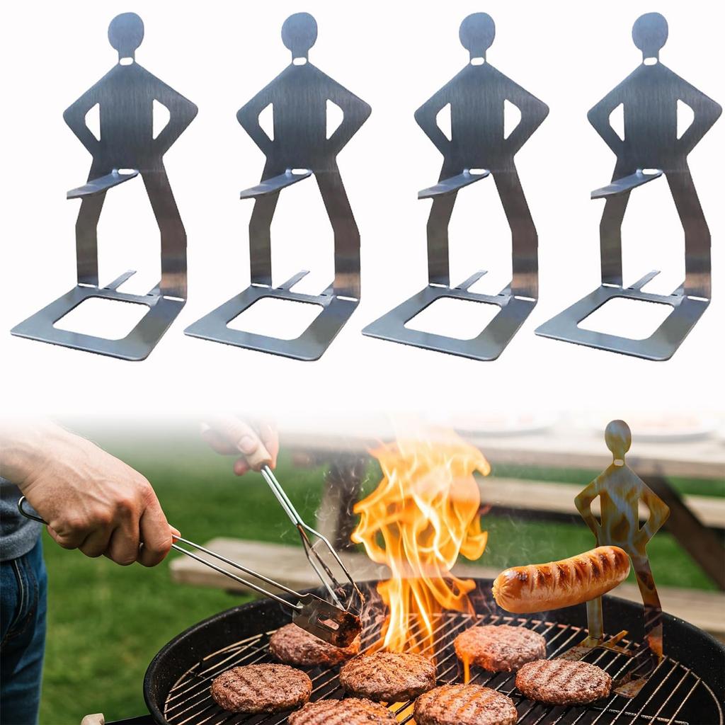 Stal Nierdzewna Kształt Człowieka Stojak Grillowy na Kiełbaski do Grillowania na Zewnątrz Uchwyt na Szaszłyki Zestaw 5 Sztuk