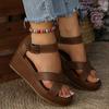 Sandali con Tacco Spesso Stile Romano 2026 Moda Estiva Donna Taglia Grande Fibbia a Cinturino Tacco Alto Piattaforma Ciabatte Pelle PU