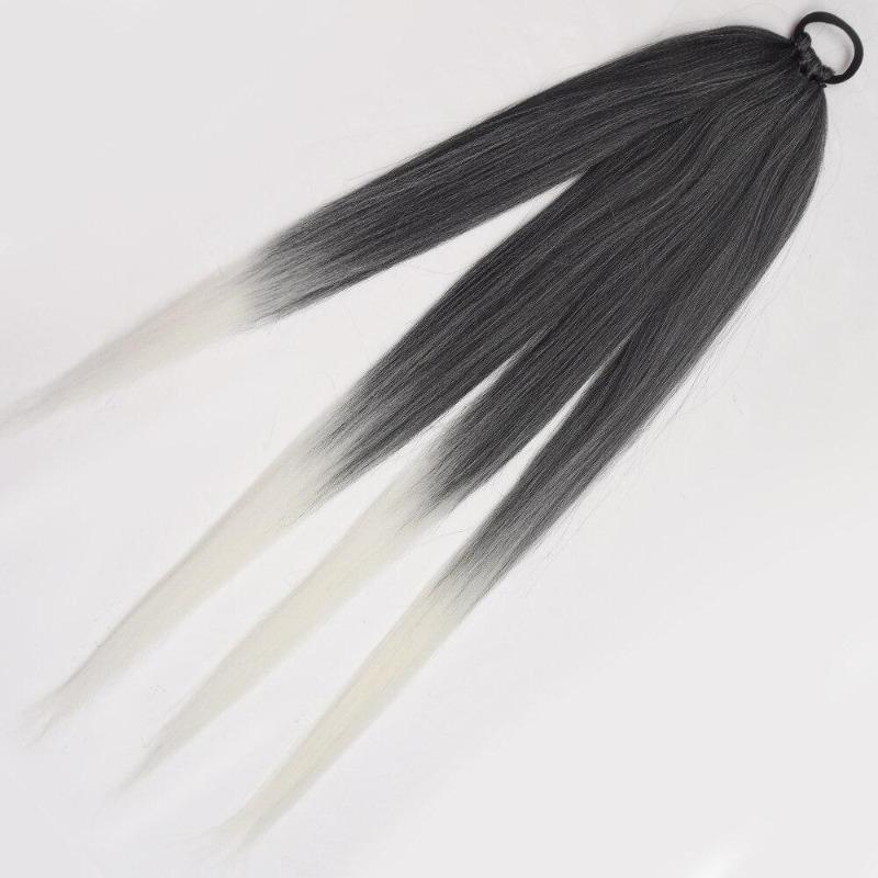 Extensiones de cabello de cola de caballo trenzadas sintéticas, peluca rubia Natural, envoltura larga alrededor de cola de caballo con banda de goma