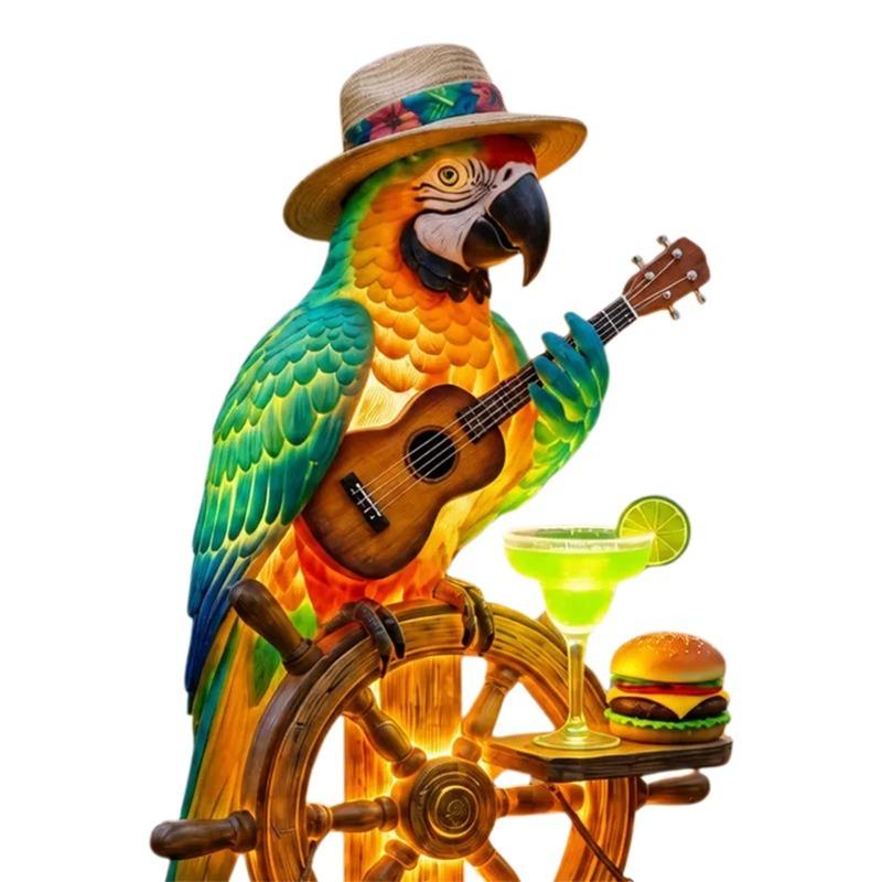 Solar-Powered Outdoor Parrot Stake Light Resin Waterproof Led Parrot Ornament Lamp Decorative for Lawn Backyard Party
