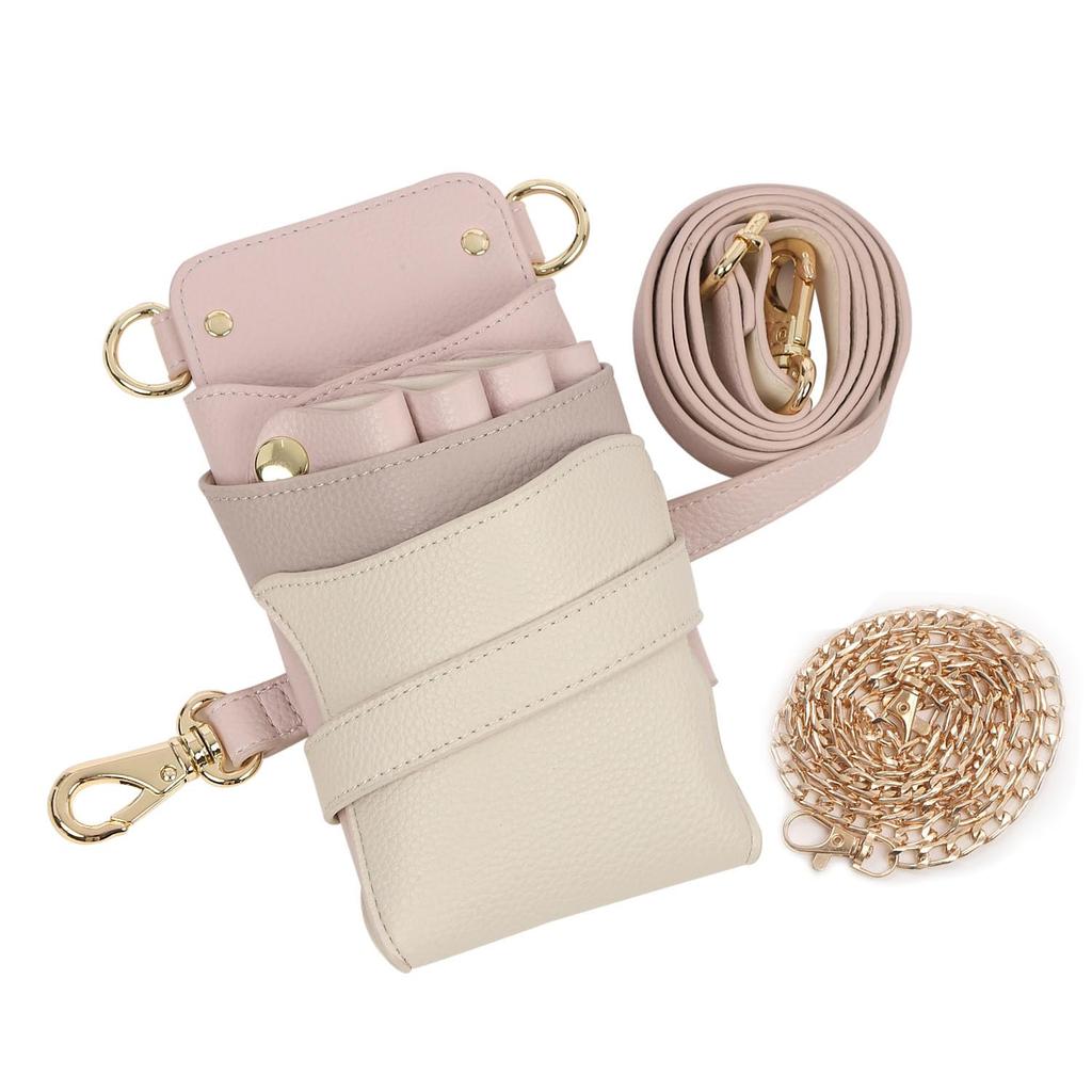 DEEDS Luxury Style Sienna Scissor Case with Pink Greige Mix Holds for Hairdressers and Trimmers Chain, (Grained Finish), 4-6 Scissors,