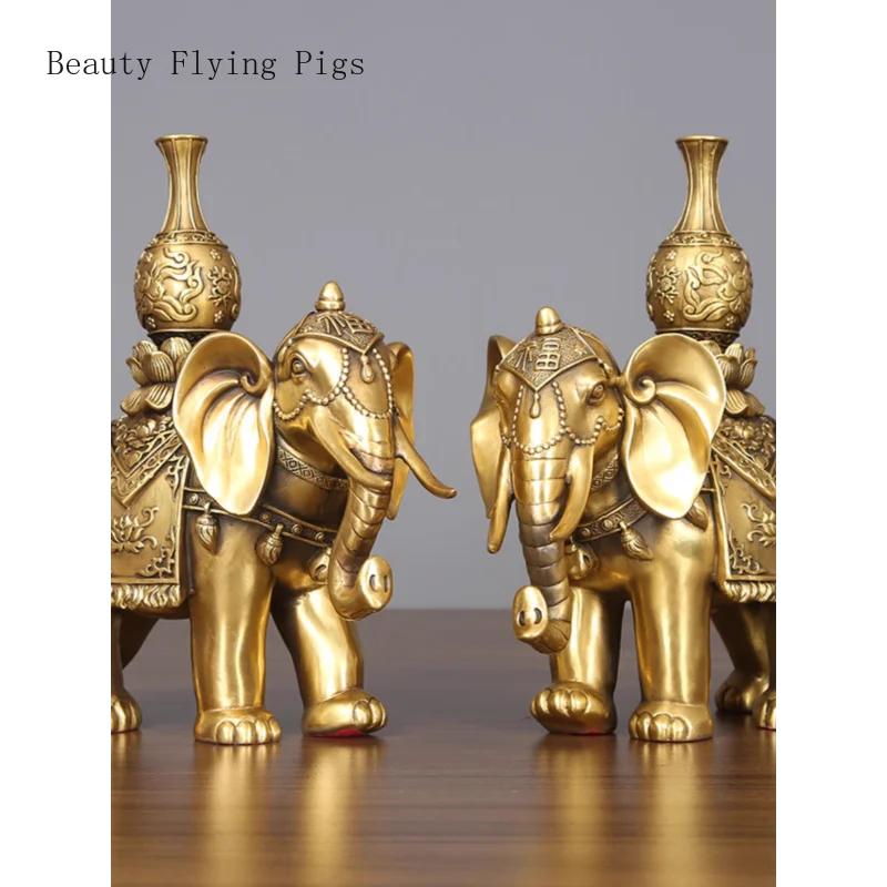 1 pair of metal elephant ornaments water absorbing elephant home decor living room decoration handicrafts opening gift