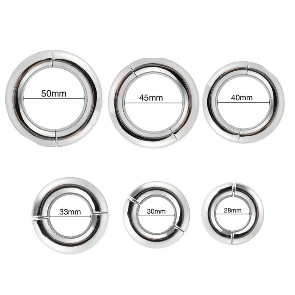 50mm Male Chastity Cage Metal Cock Ring Screw Scrotum Restraint Ring Sex Tool for Men Delay Ejaculation Penis Stretcher Sex Toys