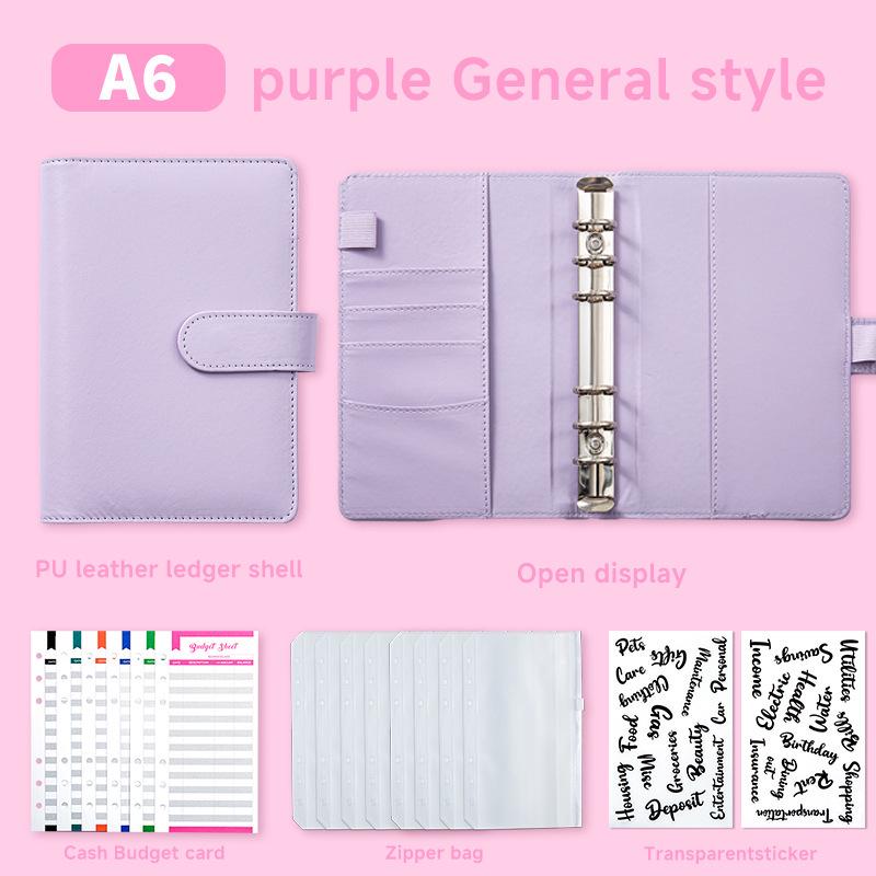 A6 Zipper Pouch Notebook: PU Leather Macaron Loose-Leaf Journal