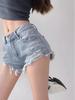 Girls' Summer 2025 Irregular Ripped Denim Shorts - Trendy, Sexy Outfit