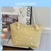 Grand Sac Tote Panier Tissé Pour Femmes Dans Des Couleurs Élégantes Crème Et Kaki