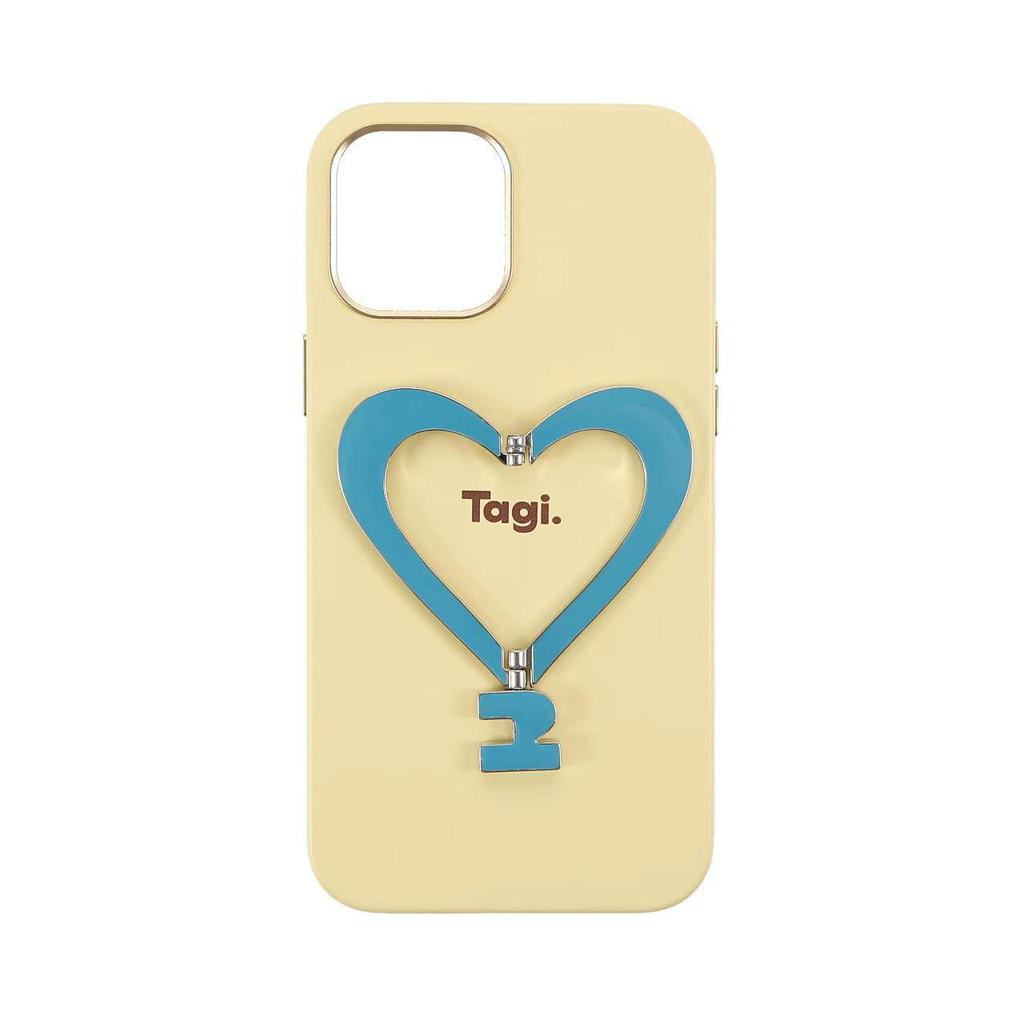 Heart-Shaped Leather Phone Case with Metal Bracket for iPhone 16 Pro Max - Tags That Make You Happy