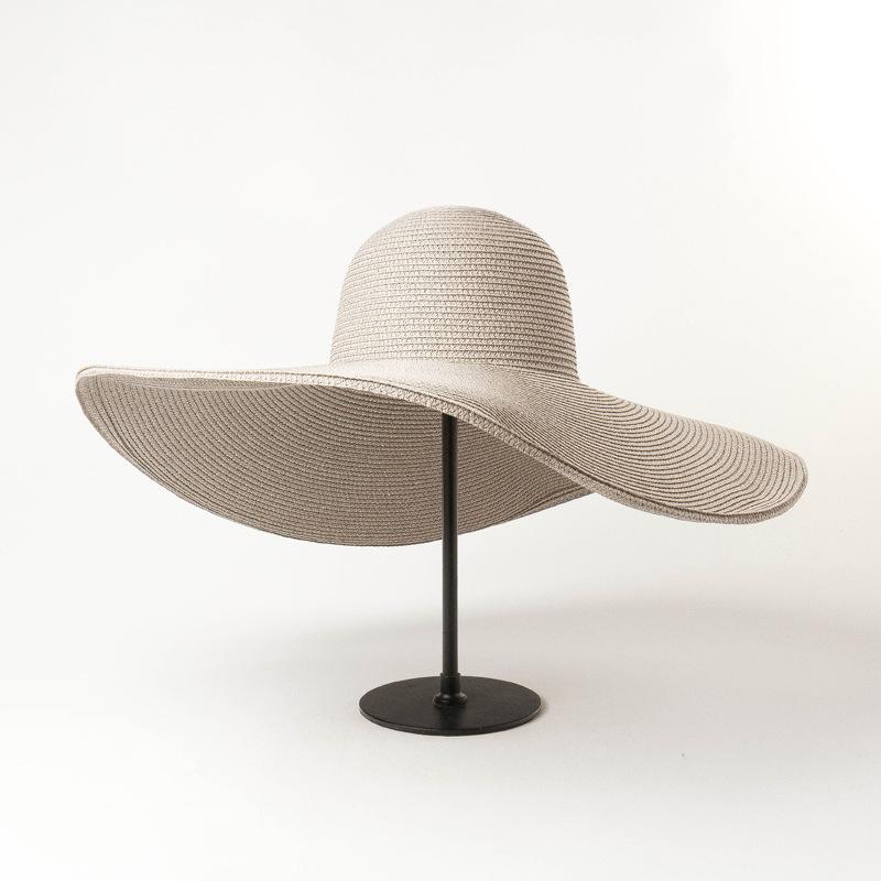 European, American spring and summer new simple bare dome big eaves papyrus straw hat outdoor shading sun protection travel beach straw hat