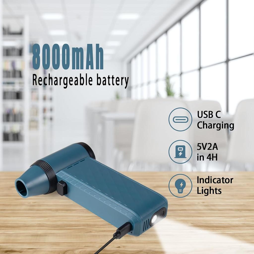 Electric Air Duster Mini Blower, 130000RPM Rechargeable Compressed Air Duster with Flashlight for Computer Keyboard Electronics Car Cleaning,