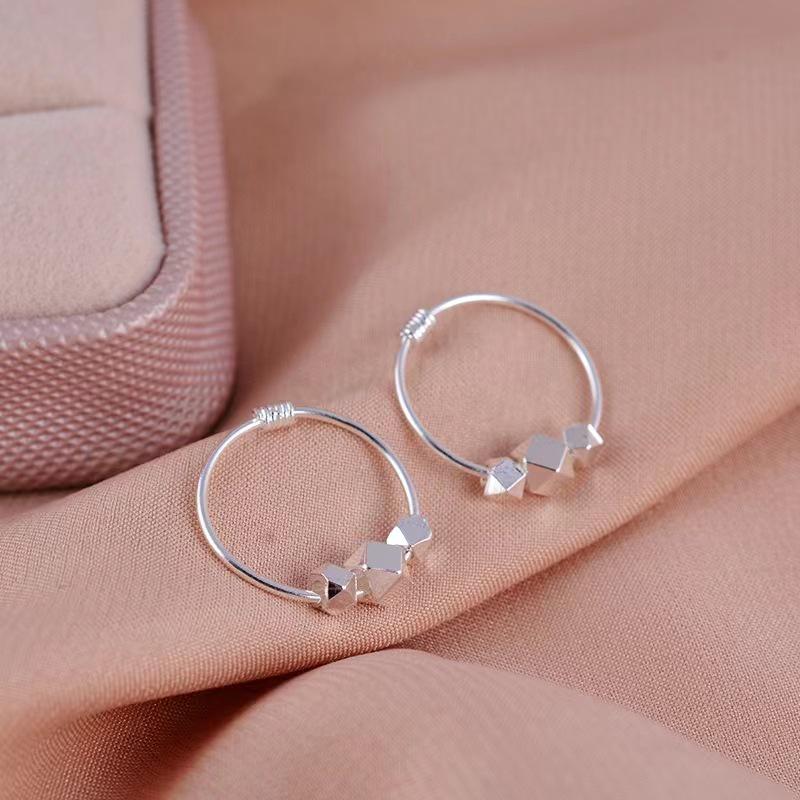 

S999 Pure Silver Broken Hoop Earrings for Women - 2023 Niche, Simple Style, High-End Cold Aesthetic 99 Silver