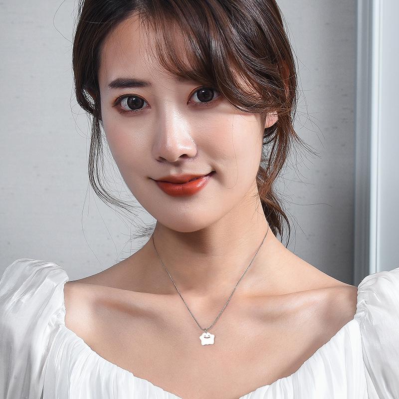 Silver Titanium Steel Variety Little Monster Necklace Trendy Cute Little Ghost Hip Hop Collarbone Chain Fashion Pendant