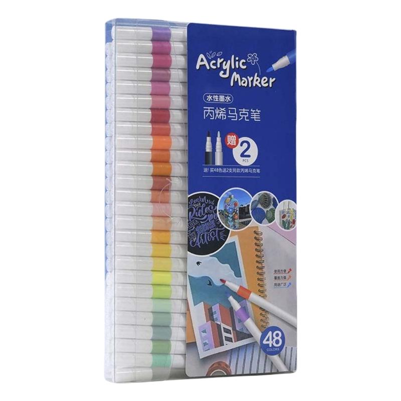 12/24/48 Color Acrylic Pen Acrylic Paint Pen Acrylic Paint Markers Acrylic Markers Set Craft Supplies for Drawing Stone