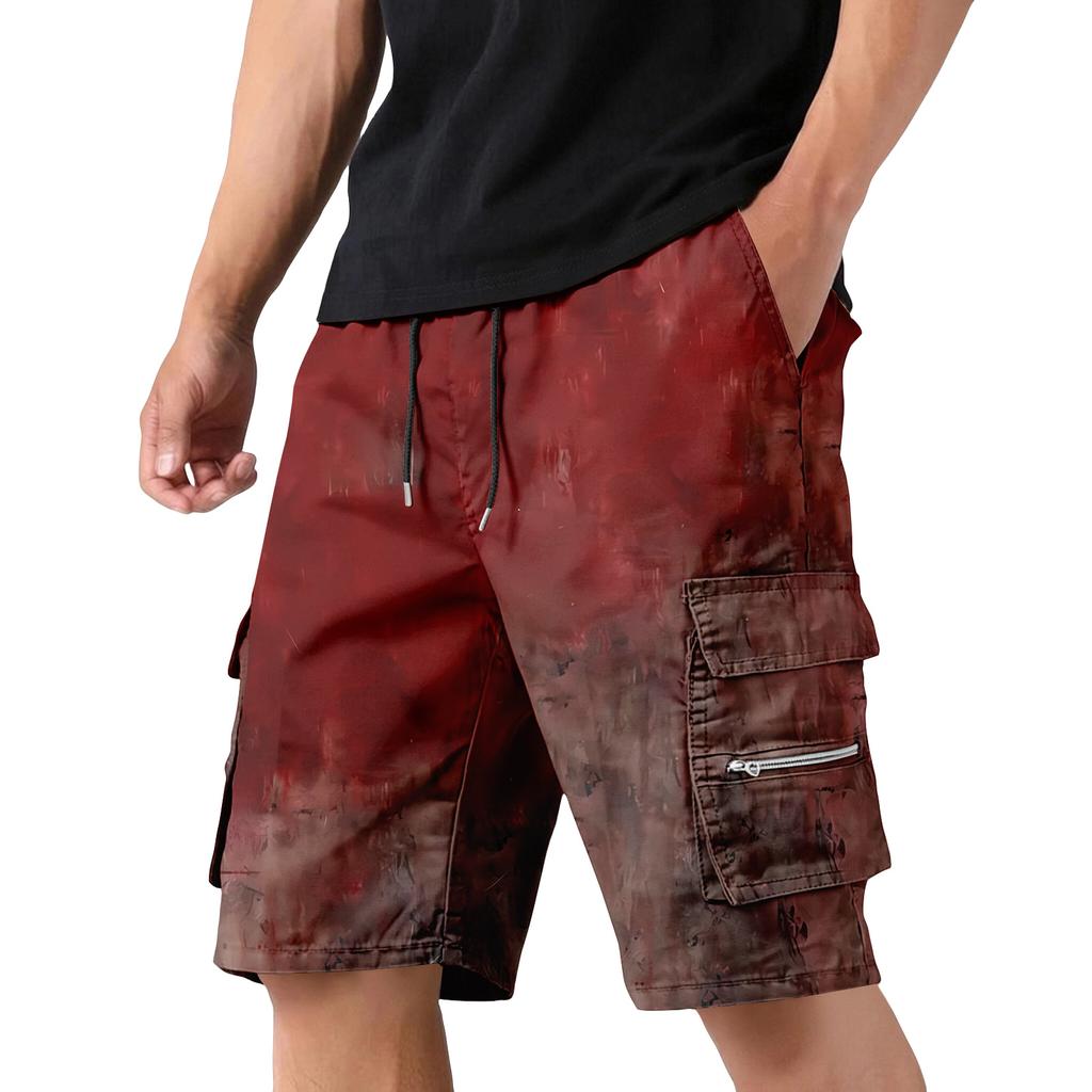Men's Halloween Pocket Drawstring Cargo Shorts Casual Outdoor Lightweight Durable Multi-Pocket Utility Shorts for Everyday Use