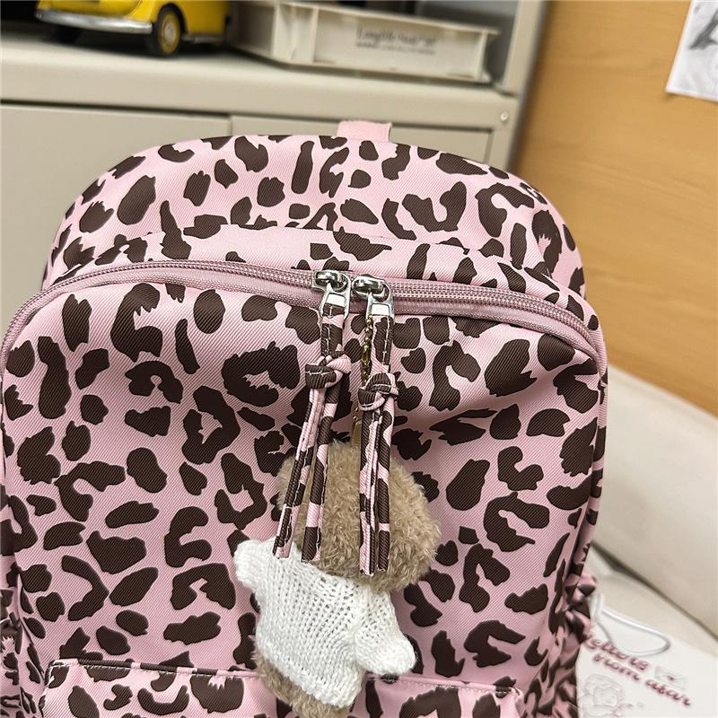 Leopard Print Schoolbag Women's Lightweight Backpack