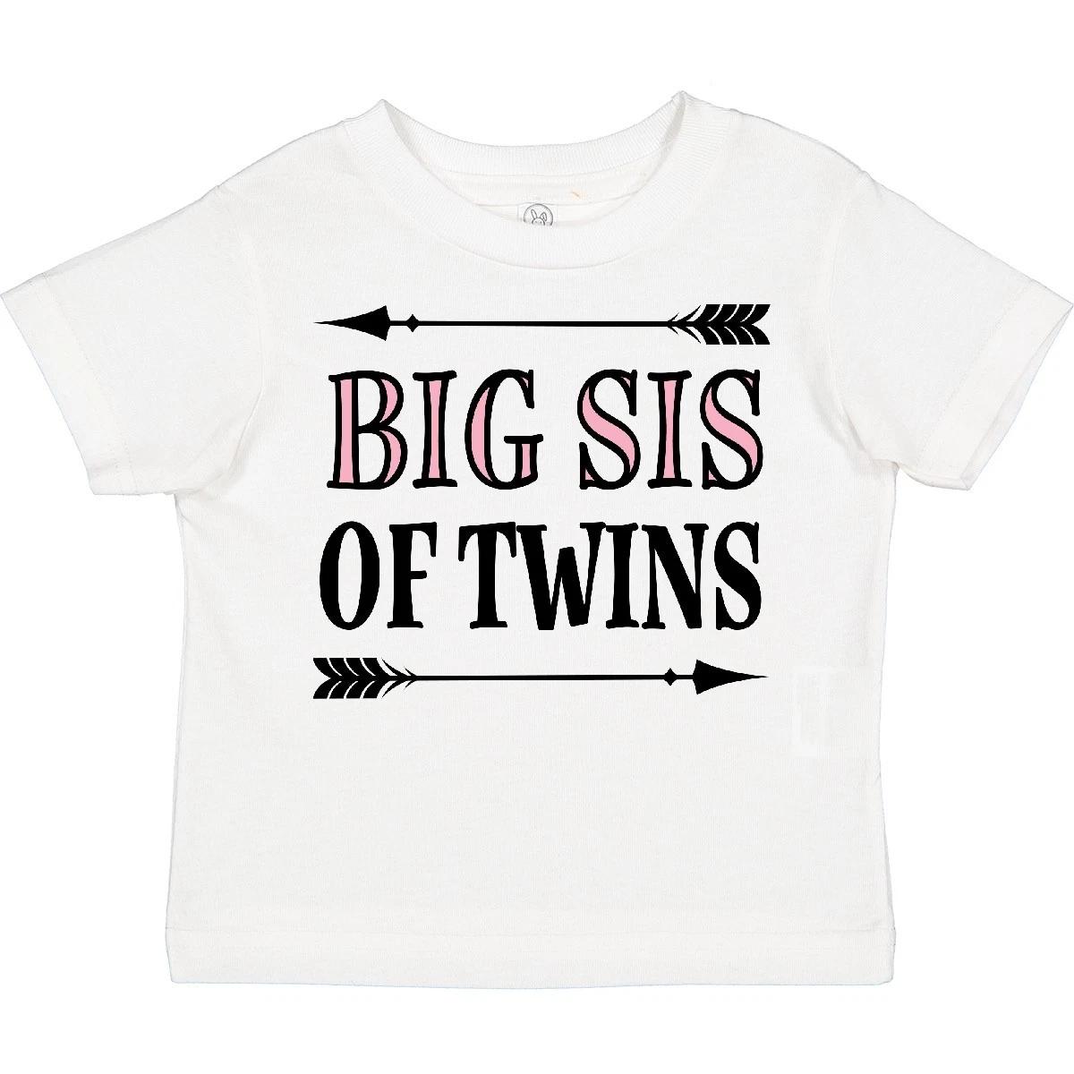 Inktastic Big Sis Of Twins Sister Announcet Toddler kids boys T-Shirt Apparel Reveal 100