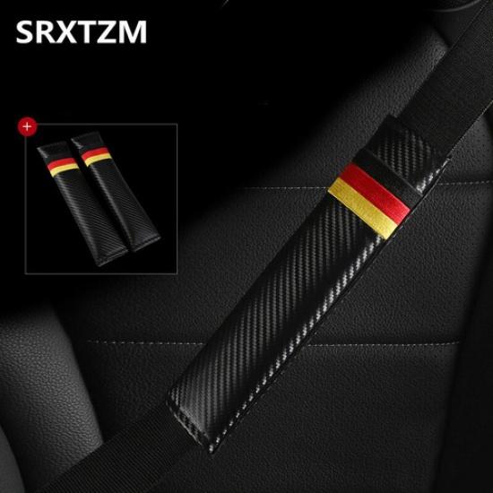2pcs German Carbon Fiber Embroidery Car Seat Belt Cushion Shoulder Pads for BMW