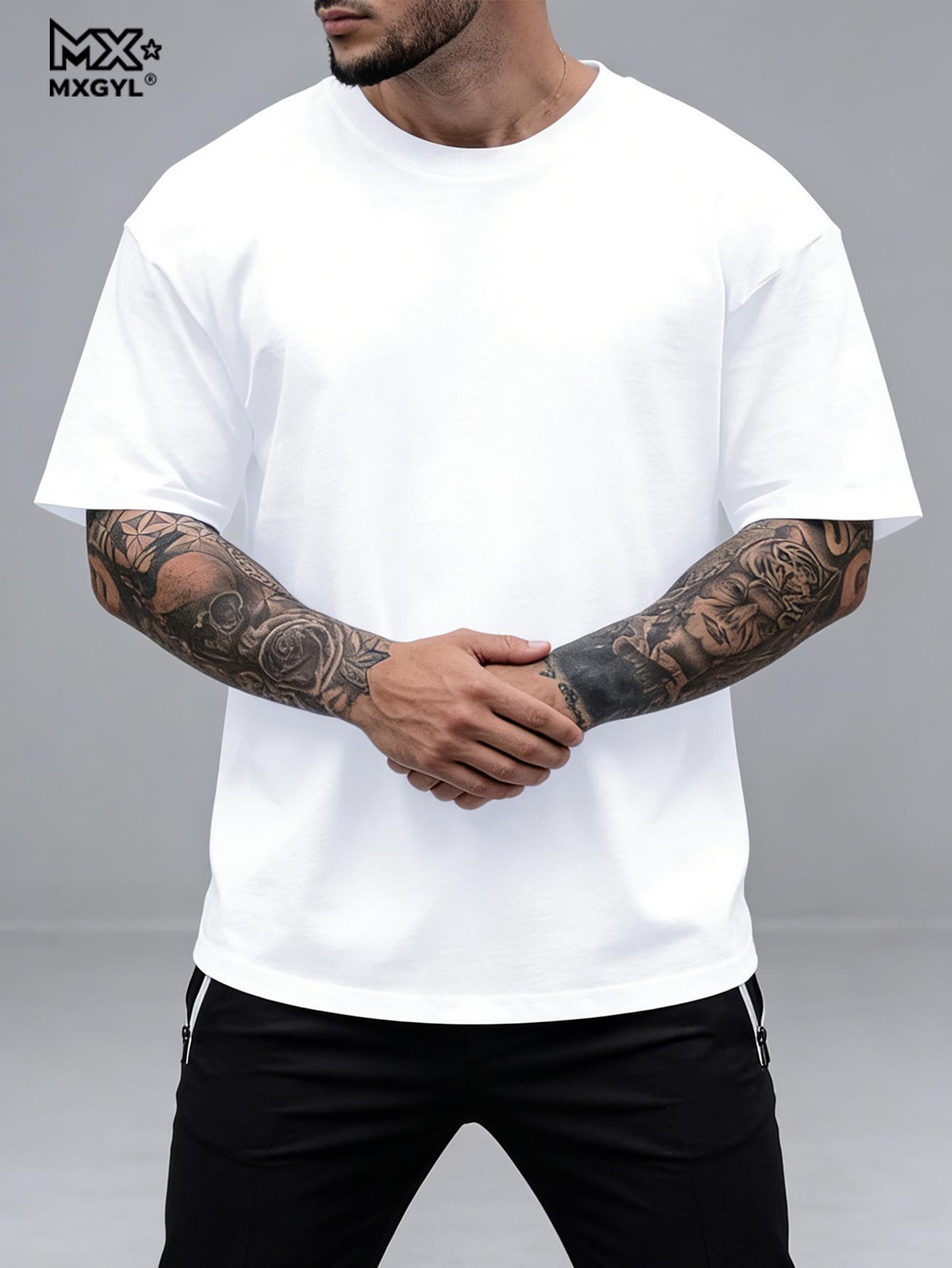 

Summer men s casual sports loose plus size whatever letter printed comfortable round neck short sleeved T-shirt M белый