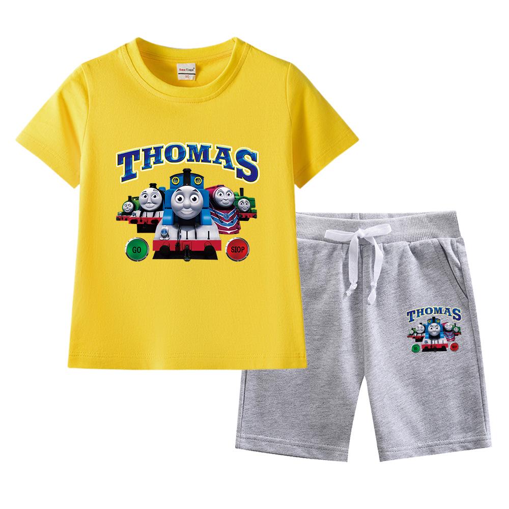 Thomas Kids Boys' 2023 Cotton Summer Set: Short Sleeve T-shirt & Capris 2-Piece