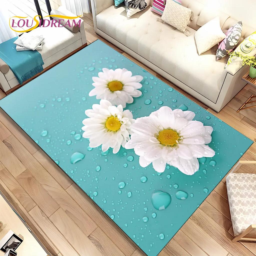 Nordic 3D Daisy Flower Area Rug,Carpet Rug for Home Living Room Children Bedroom Sofa Doormat Decor,kids Play Non-slip Floor Mat