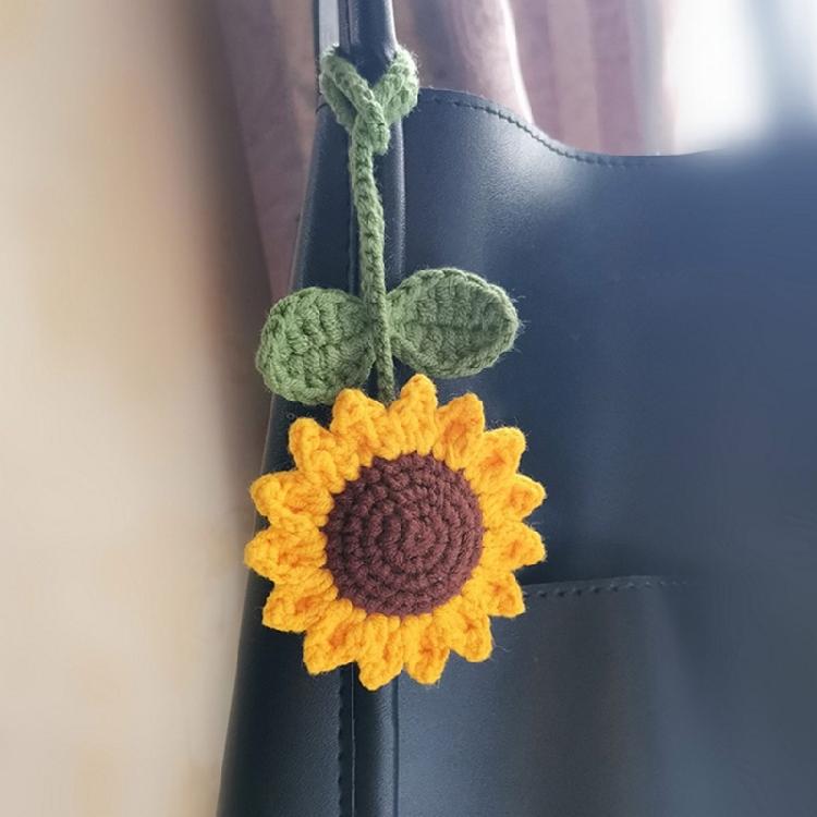Sonnenblumen Wollanhänger, Handgehäkelter Schlüsselanhänger Häkeln Auto Schlüssel Tasche Anhänger