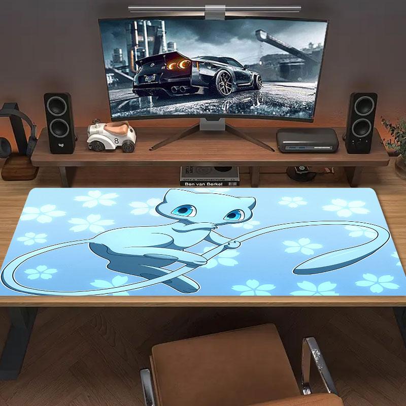 Mew Cartoon Mouse Pad, Large Gaming Desk Mat, Non-slip XXL Mousepad for Laptop & Tablet, Mini PC Playmat with Stitched Edges