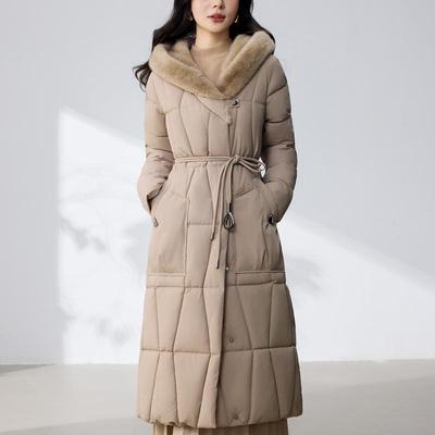 Mode Damen Parkas Winter Lange Mäntel mit Kapuze Dick Warm Übermantel Damenjacken mit Gürtel