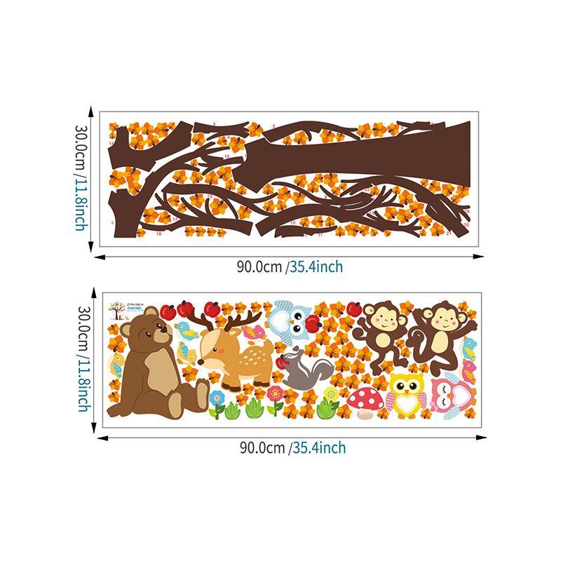 Cartoon Animal Owl Monkey Tree Wall Stickers Children'S Room Decoration Mural Decals Home Decoration Cute Animal Stickers