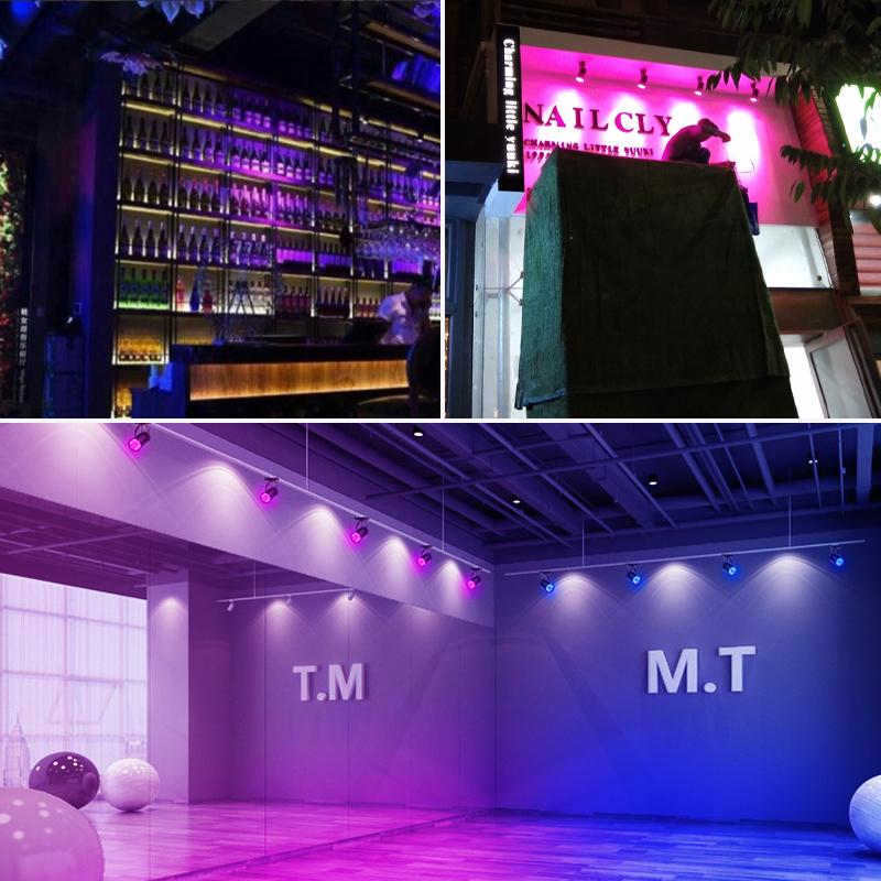 RGB LED Ceiling Track Light 12W/15W/20W Colorful COB Phase Wall Rail Spotlight Stage KTV Cloth Shop Track Lighting System AC220V