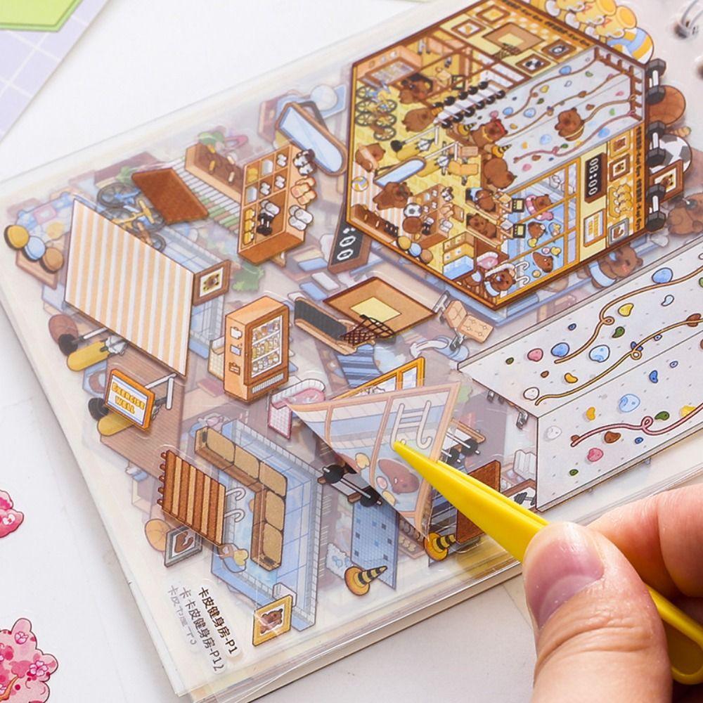 PET 3D Landscape Sticker Decompression DIY Cabin Scene Sticker Gifts