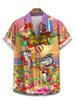 Men's Short Sleeve Button-Up Beach Shirt With Shark Print Casual Summer Hawaiian Style Daily Vacation Beachwear For Men
