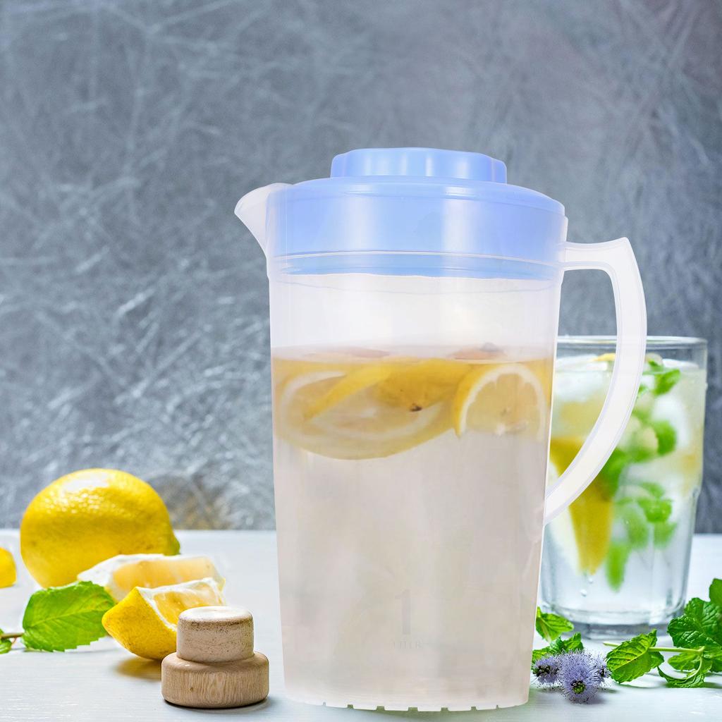 2Pcs Elegant Transparent Large Capacity Cold Water Jug Premium Plastic Pitcher for Home Beverage Juice Iced Tea Party Serving