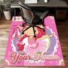 Princess Strawberry Design Area Rug Personalized Name- Non-Slip, Soft & Cozy Floor Mat for Living Room, Office - Indoor/Outdoor Carpet