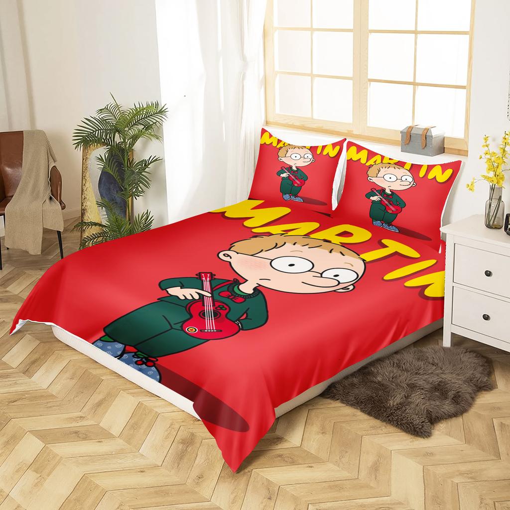 Cartoon Martin'S Morning Duvet Cover & Pillowcase Set, Soft Bedding Set Adults Kids Bedroom, Comfortable Home Decor Comforter