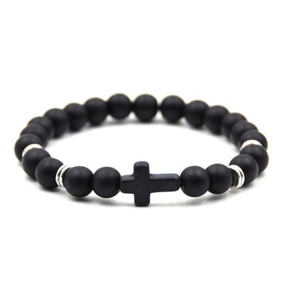 Heiß! Unisex Mode elegantes Kreuz Perlen Armband einfache Elastizität Handkette