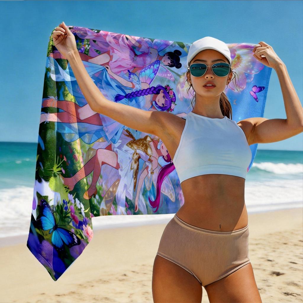 KPOP Flower Fairy Castle Themed Beach Towel,Quick-drying,Ultra-soft,Multi-purpose for Yoga,Travel,The Best Choice for Beach