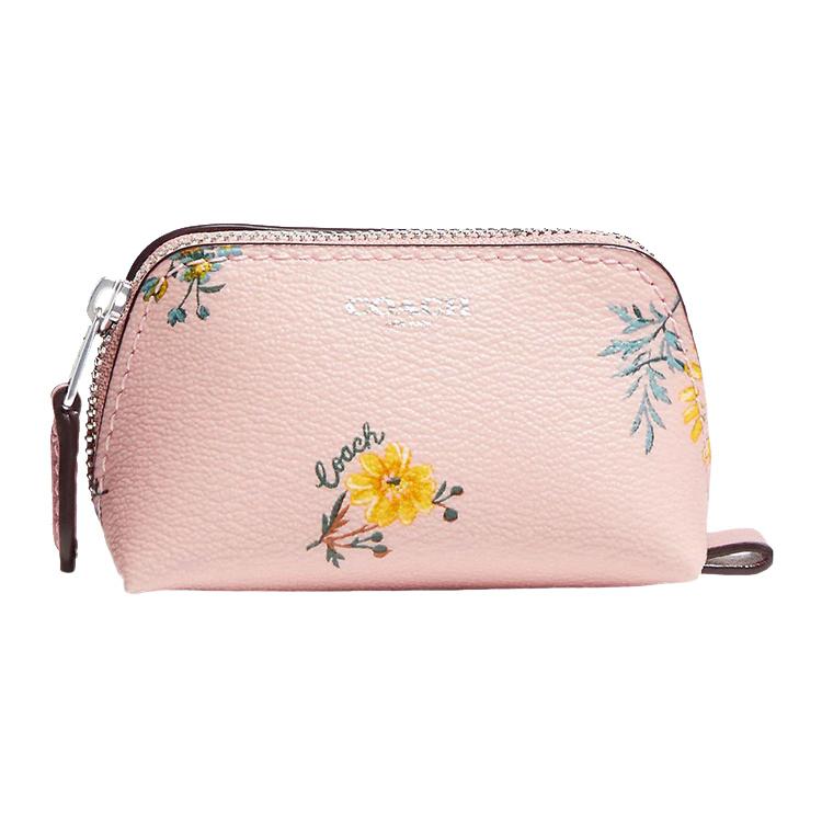 

Новый холщовый клатч-браслет COACH с кожаной отделкой, косметичка мини женская розовая C9880G-SVOKV 10.9*5.1*8.4CM