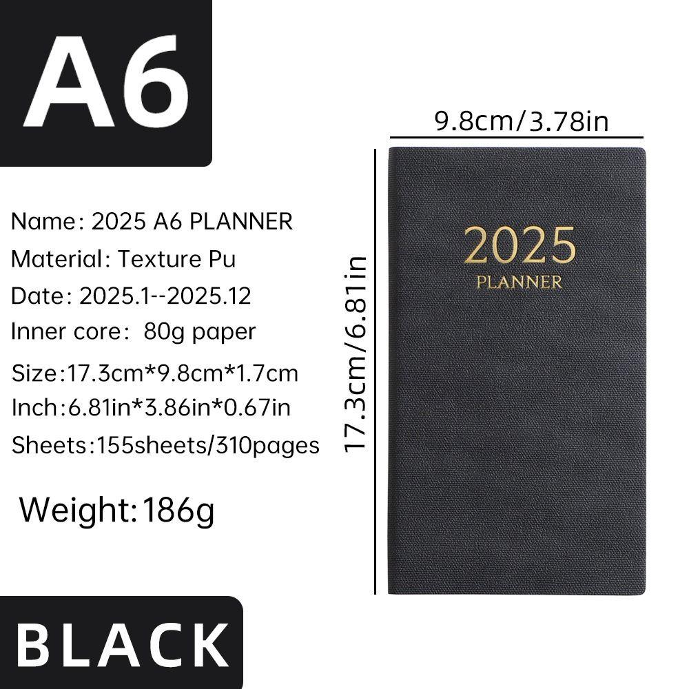 A6 2025 Agenda Book Lista rzeczy do zrobienia Dzienny Tygodniowy Miesięczny Planer Lista rzeczy do zrobienia Notatnik angielski Studenci