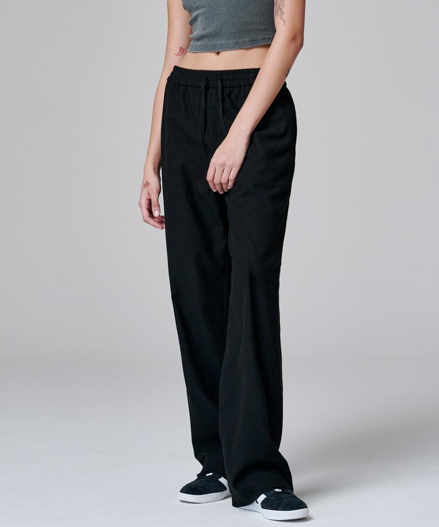 MALOUPE 2136 Wide Elastic Waist Pants (Black)