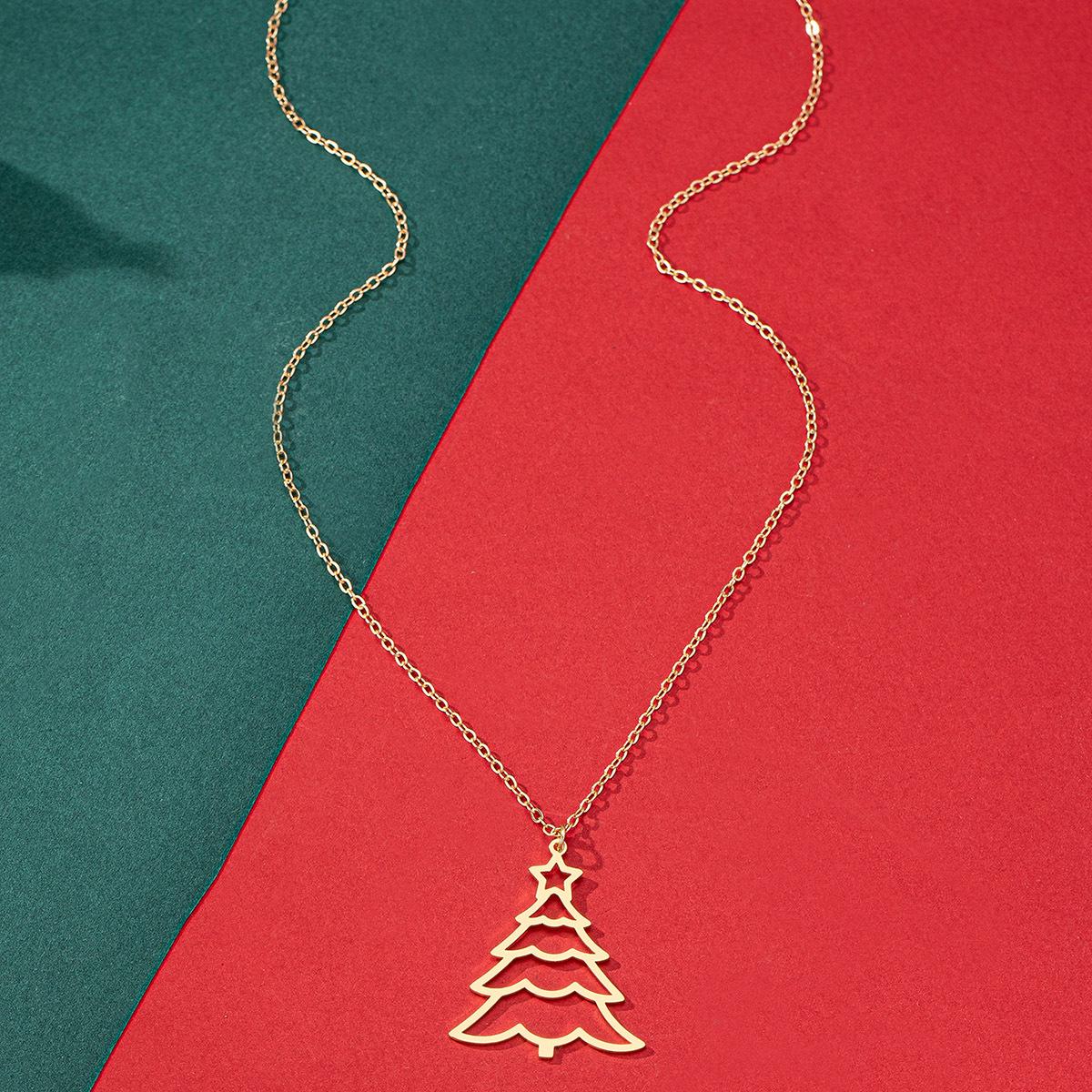 Stylish European & American Christmas Tree Pendant Necklace - Creative, Simple, Hollow Design