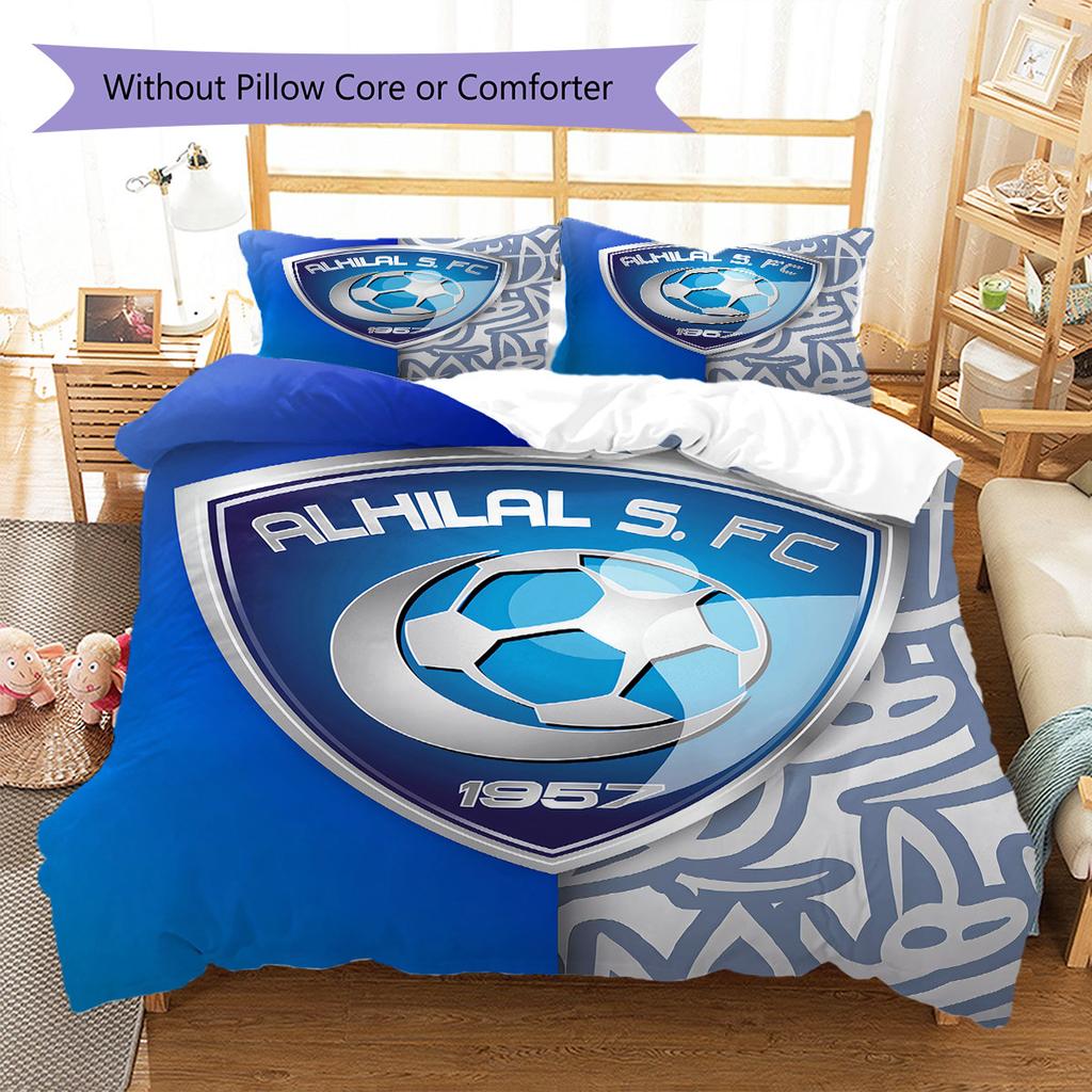 Al Hilal SFC Pattern Bedding,Quilt Set Quilt Cover Pillowcase Home Birthday Gift(1 * Duvet Cover + 2 * Pillowcase, Without Core)