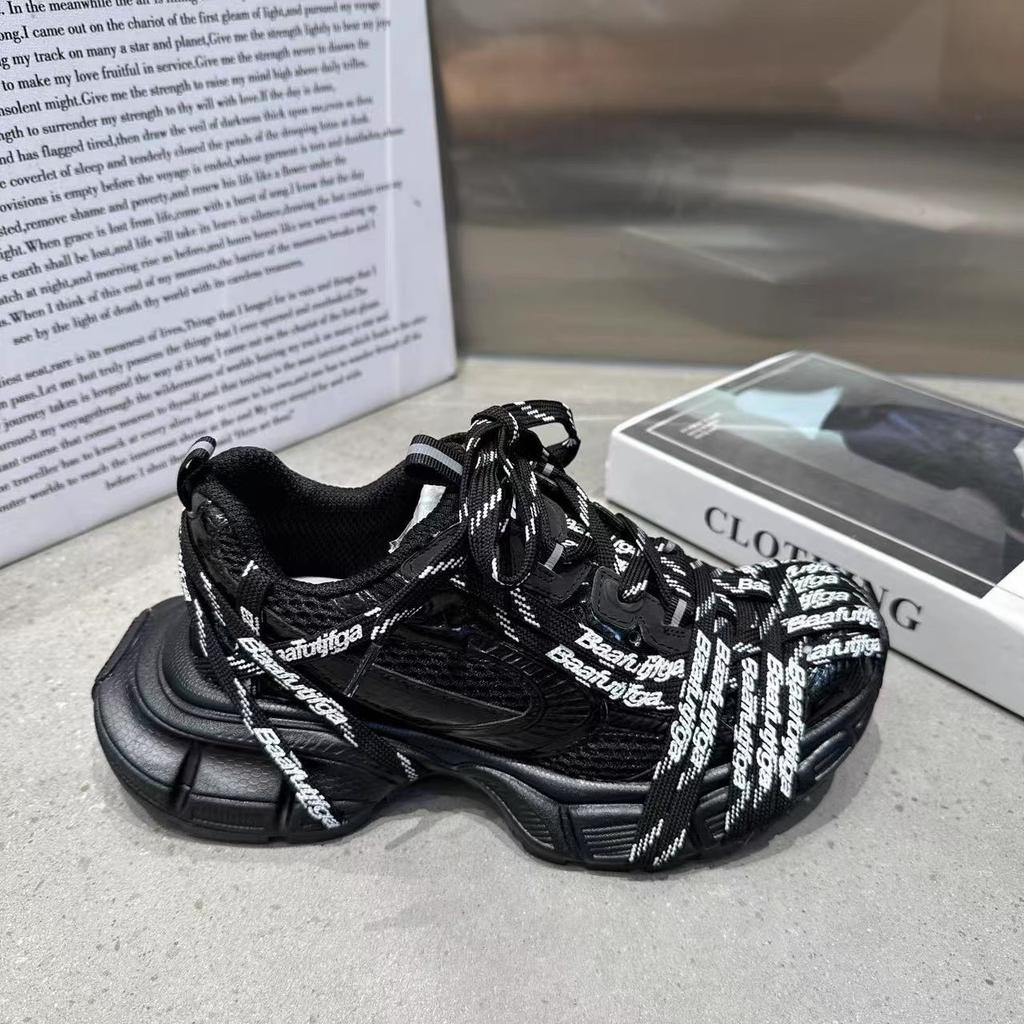 Thick-soled heightening dad shoes for women 2025 summer new mesh breathable old dirty shoes casual running sneakers