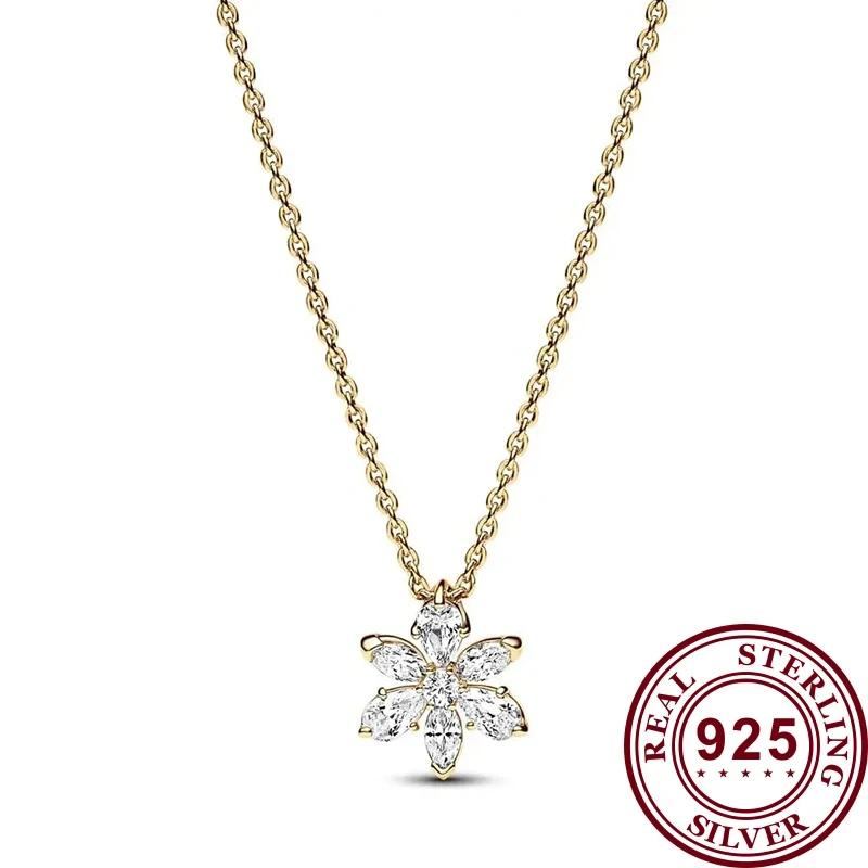 New S925 Sterling Silver Ladies Exquisite Spinning Life Tree Blue Pear Flower Logo Moon Necklace Festival DIY Charm Jewelry Gift