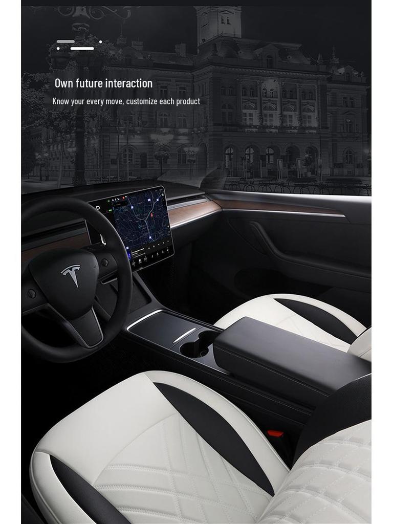 Universal Leather Seat Cushion for Tesla Model Y - All-Season, 5-Seater Fit