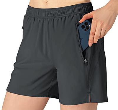 Gopuune Women's Fitness Shorts, Yoga, Training, Golf, Sportswear, Gym Shorts, Loungewear, Moisture-Wicking, Quick-Drying (Dark Gray, Size L)
