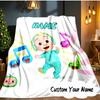 Custom Name Cocomelon Party Celebration Blanket  Ideal Bedding Blanket Perfect for Travel, Camping, Living Rooms, Offices, Sofas, Fan Christmas gift