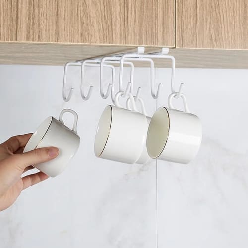 Gadpiparty 8-Piece Under-Cabinet Kitchen Hooks, Cup Hangers, Under-Cabinet Tool Hooks, Punch-Free, Mug Storage Rack, Display, Hanging Storage, Organiz