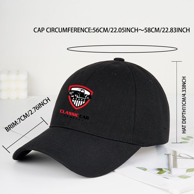 Retro Car Emblem Printed SoftTop Baseball Cap Soft Comfortable Lightweight Breathable Adjustable Vintage Rugged Automotive