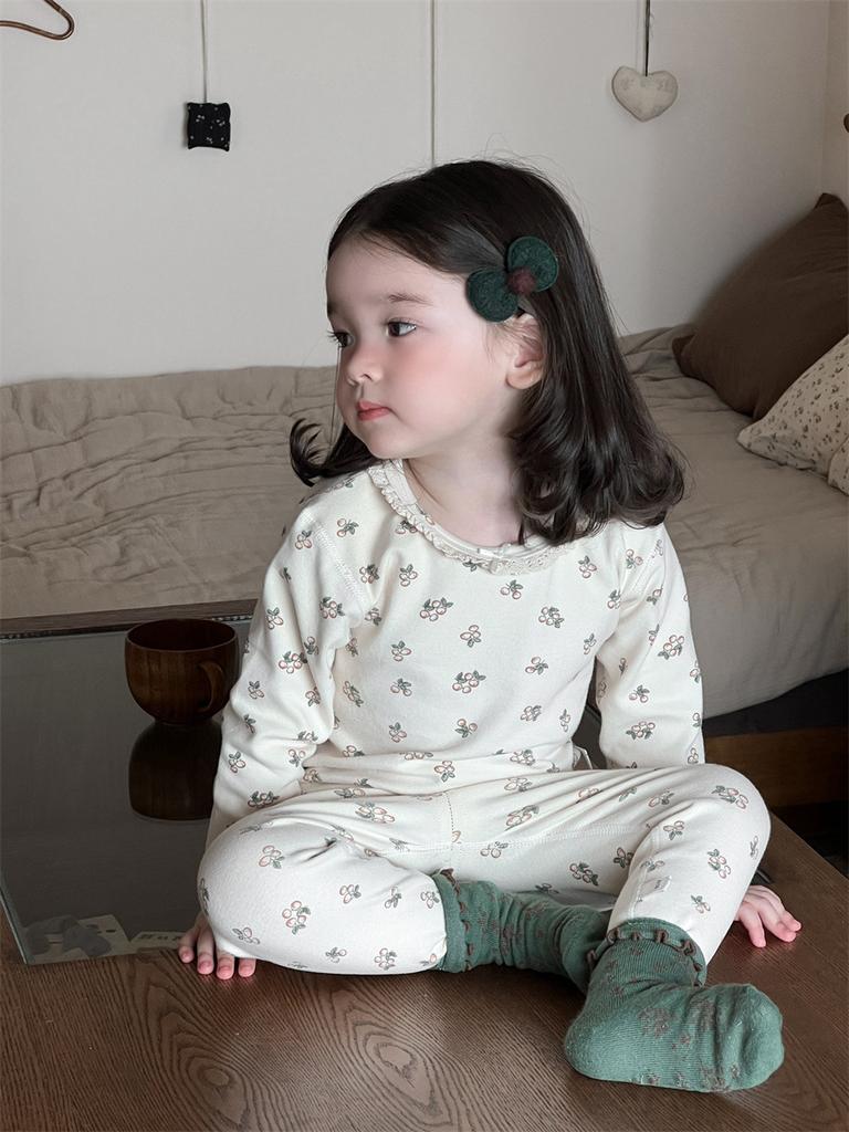 Baby loungewear pajamas infant clothes Class A boneless long johns two-piece set autumn and winter girls' suit